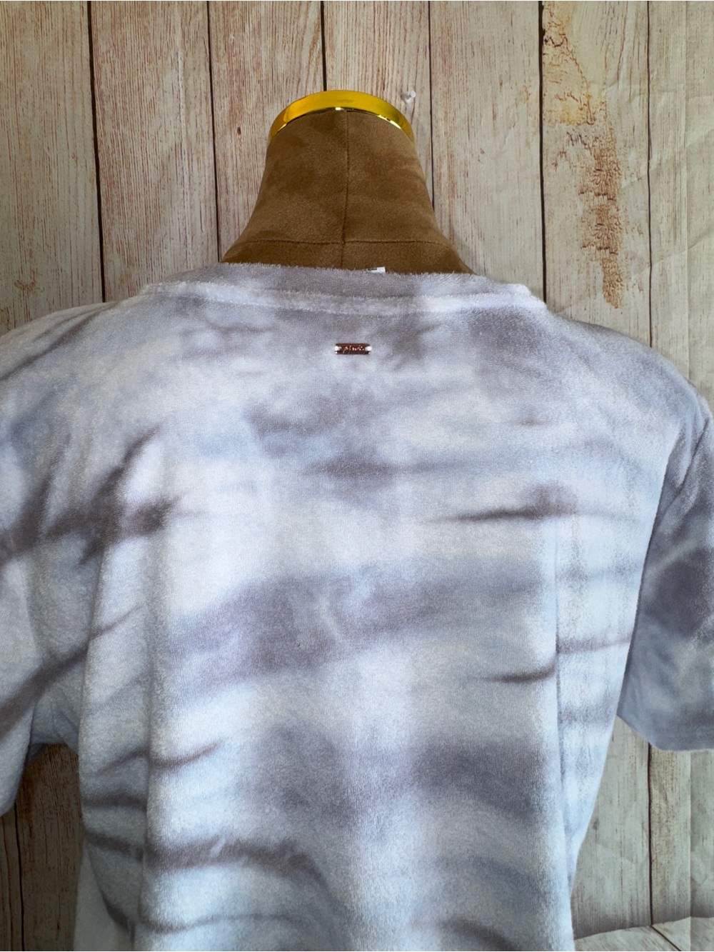 PINK Victoria's Secret Blue & Gray Tie-Dye Side-Ruched Terry clothSwim Cover-Up - Picture 7 of 9